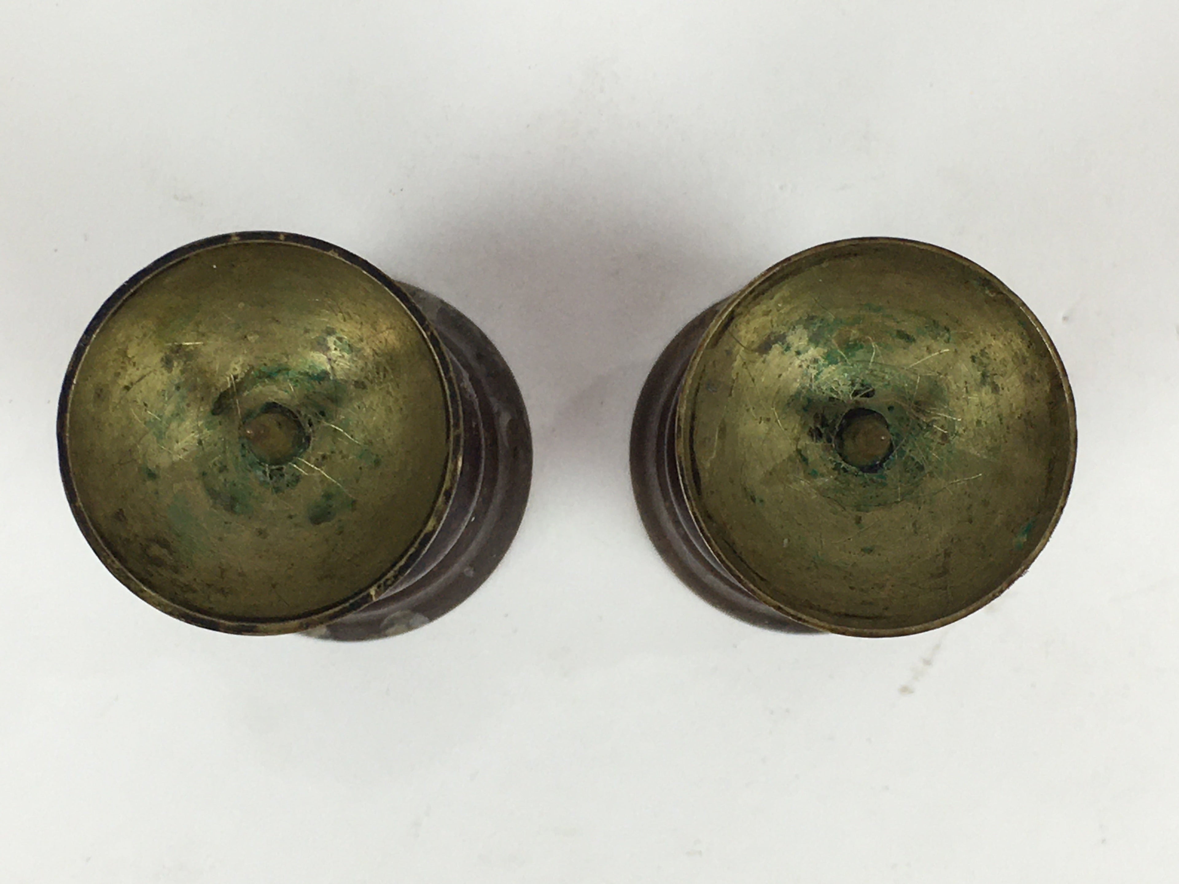 Japanese Buddhist Altar Fitting Brass Candle Stand set Vtg Shokudai BU687