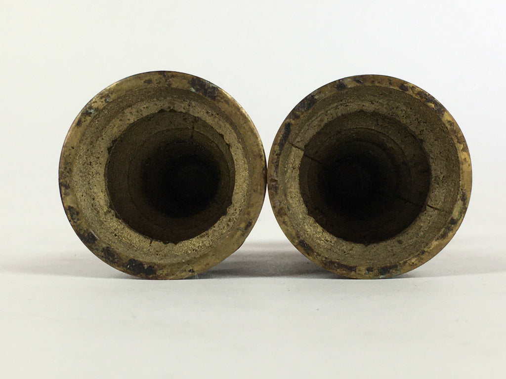 Japanese Buddhist Altar Fitting Brass Candle Stand set Vtg Shokudai BU687