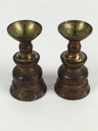 Japanese Buddhist Altar Fitting Brass Candle Stand set Vtg Shokudai BU687