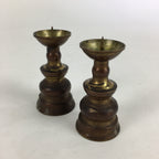 Japanese Buddhist Altar Fitting Brass Candle Stand set Vtg Shokudai BU687