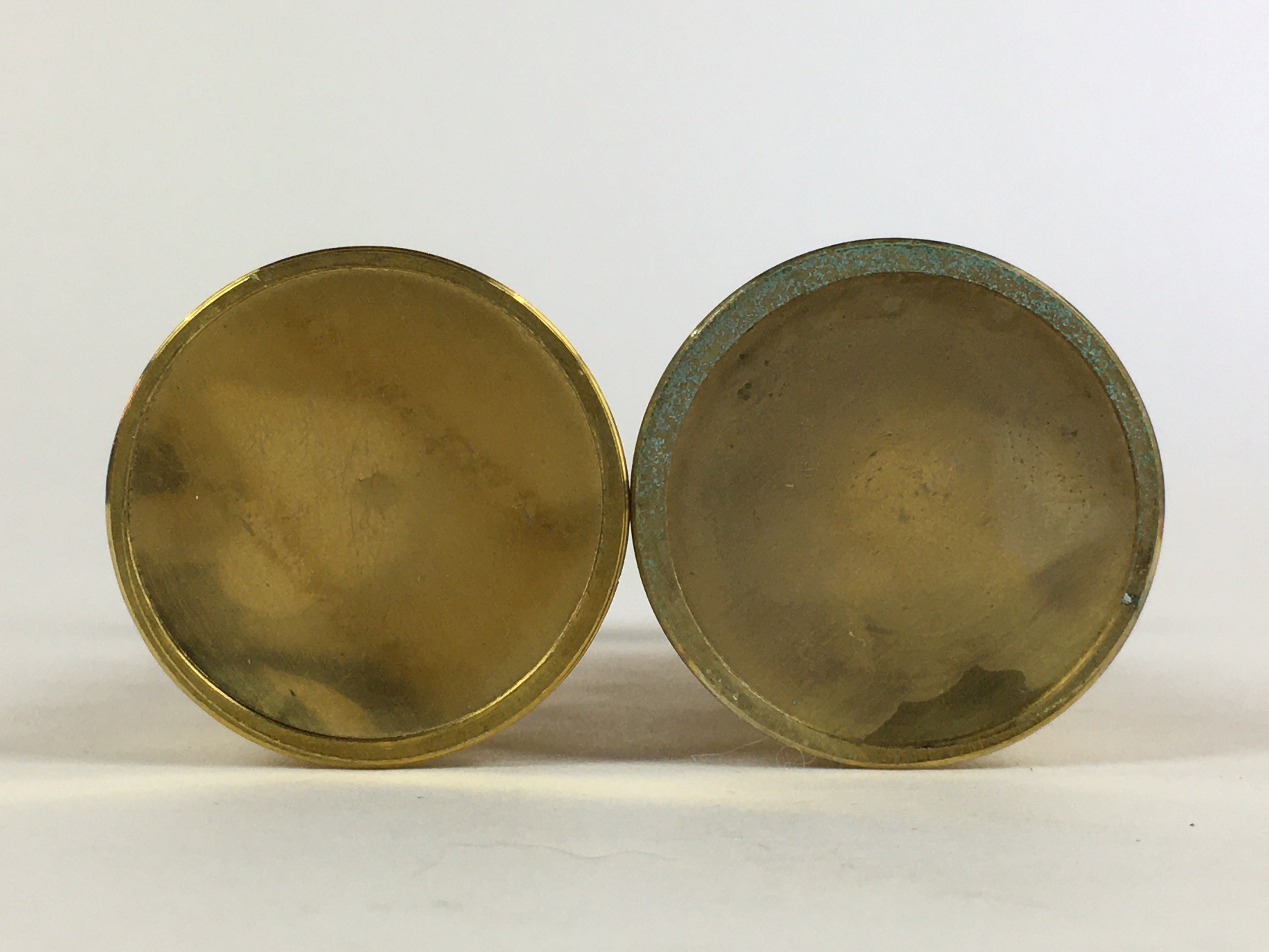 Japanese Buddhist Altar Fitting Brass Candle Stand set Vtg Shokudai BU688