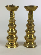 Japanese Buddhist Altar Fitting Brass Candle Stand set Vtg Shokudai BU688