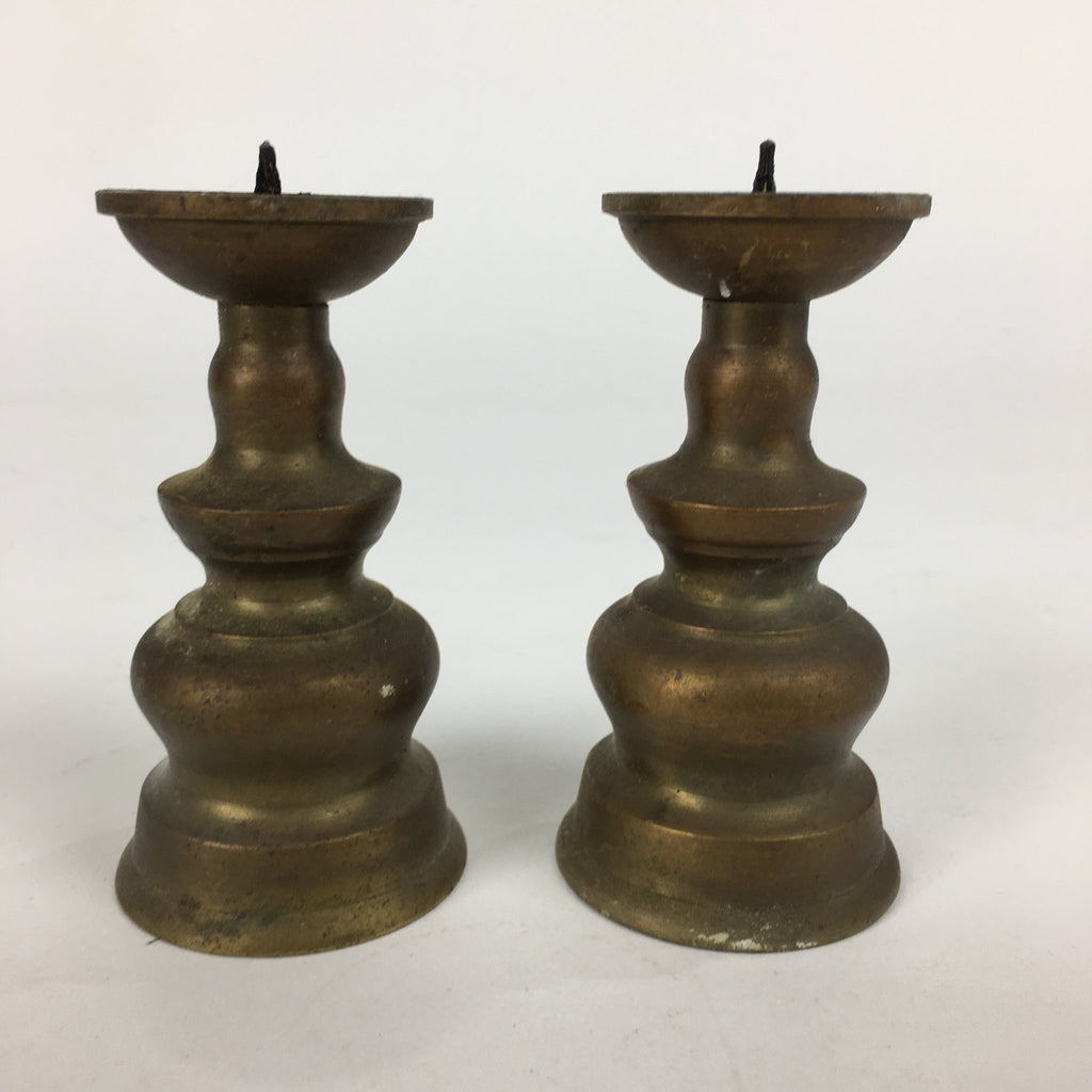 Japanese Buddhist Altar Fitting Brass Candle Stand set Vtg Shokudai Butsudan BU6