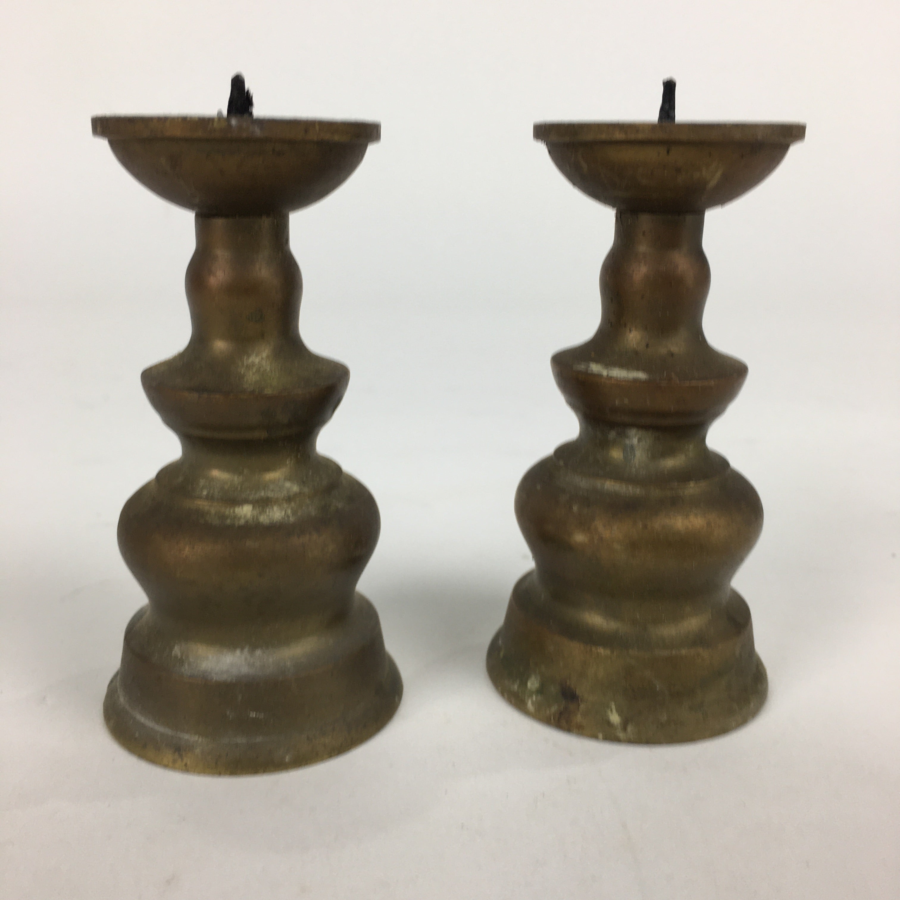 Japanese Buddhist Altar Fitting Brass Candle Stand set Vtg Shokudai Butsudan BU6