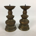 Japanese Buddhist Altar Fitting Brass Candle Stand set Vtg Shokudai Butsudan BU6