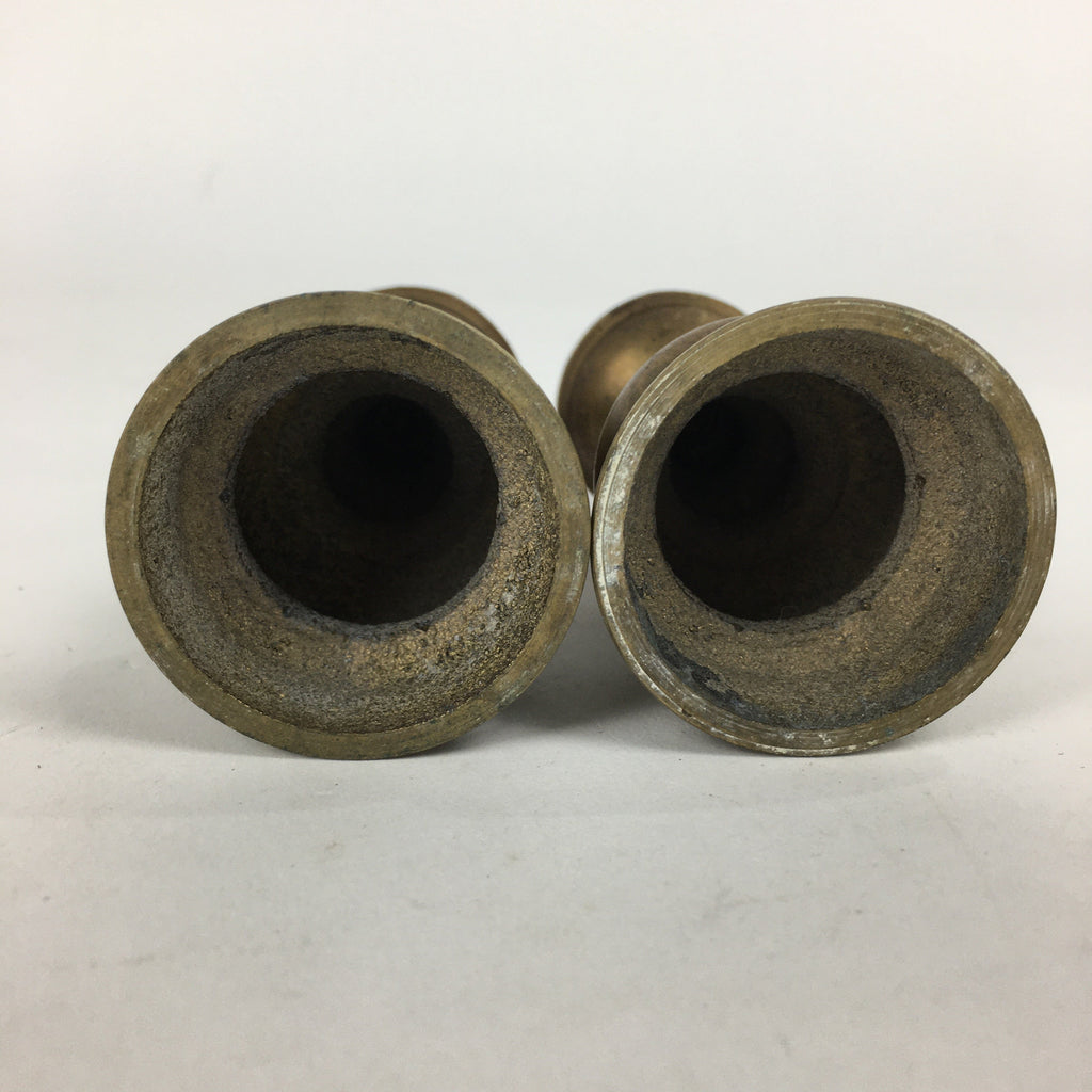 Japanese Buddhist Altar Fitting Brass Candle Stand set Vtg Shokudai Butsudan BU6