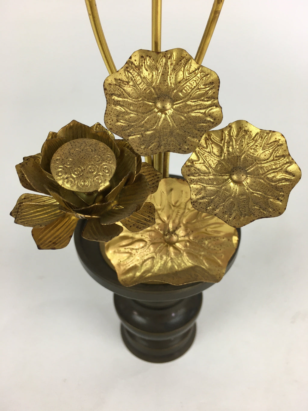 Japanese Buddhist Altar Fitting Brass Flower 2pc set Vtg Joka Bukka BU659