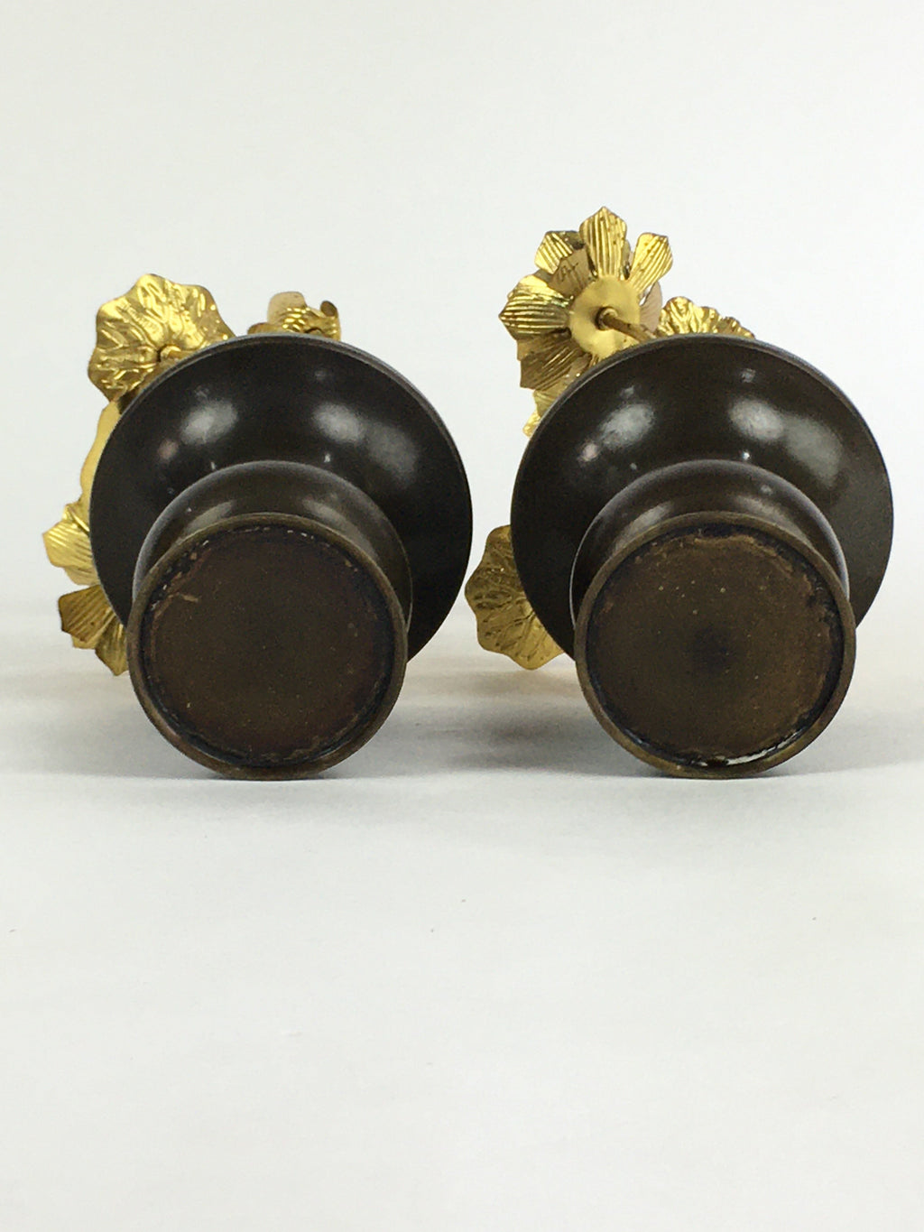 Japanese Buddhist Altar Fitting Brass Flower 2pc set Vtg Joka Bukka BU659
