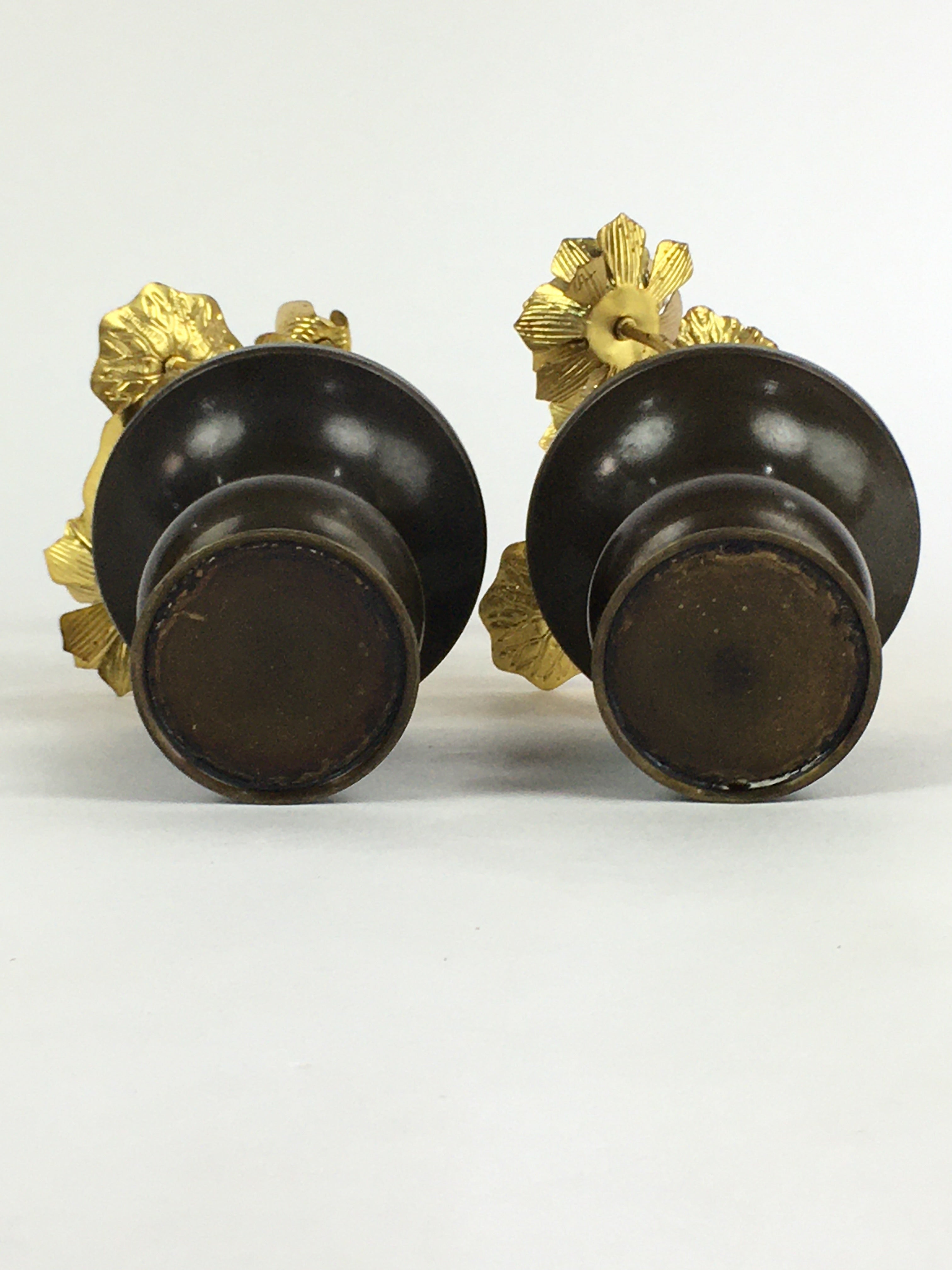 Japanese Buddhist Altar Fitting Brass Flower 2pc set Vtg Joka Bukka BU659