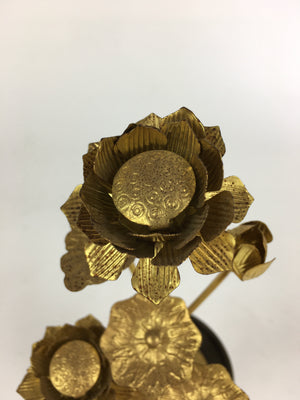 Japanese Buddhist Altar Fitting Brass Flower 2pc set Vtg Joka Bukka BU659