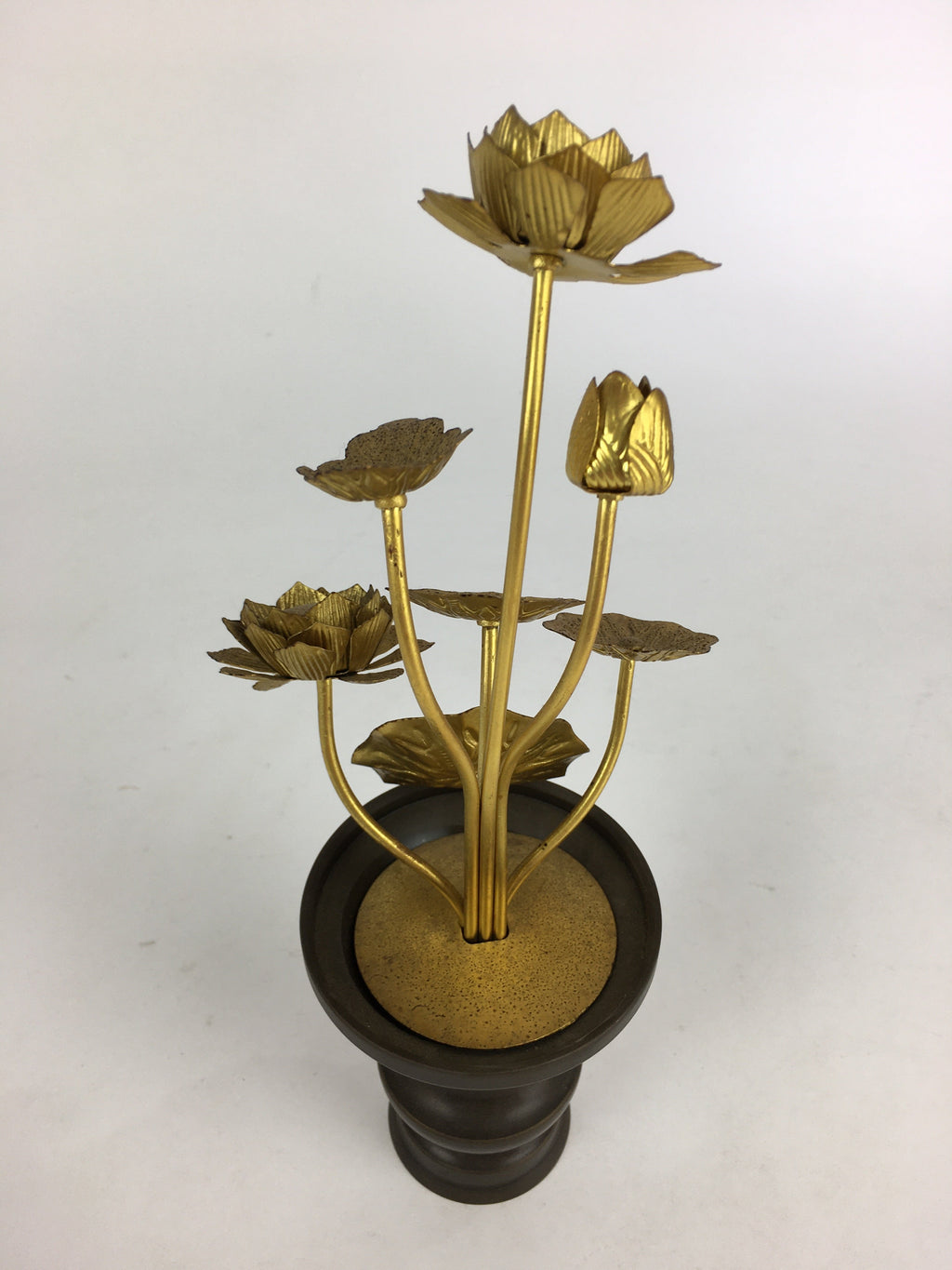 Japanese Buddhist Altar Fitting Brass Flower 2pc set Vtg Joka Bukka BU659