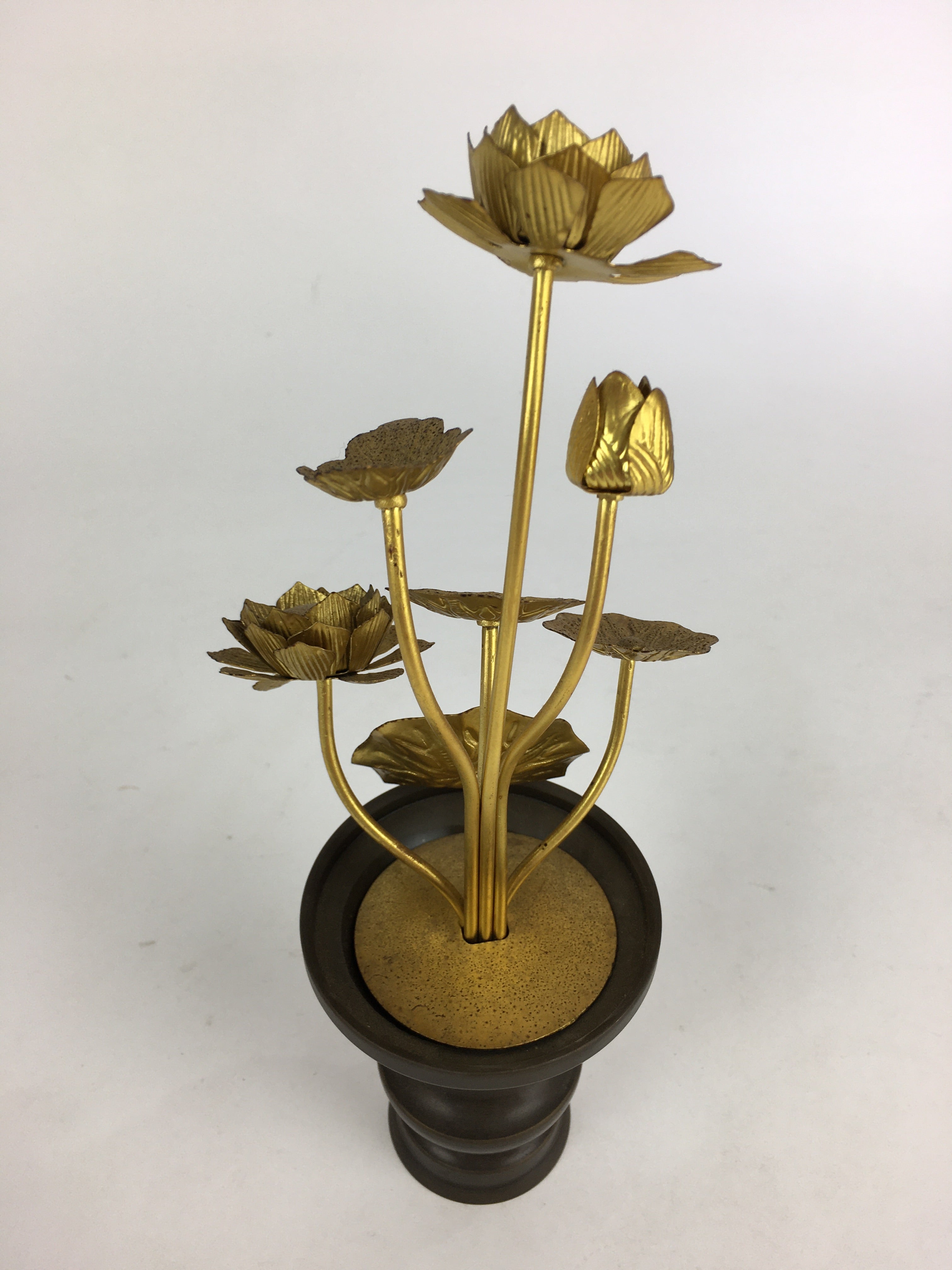 Japanese Buddhist Altar Fitting Brass Flower 2pc set Vtg Joka Bukka BU659