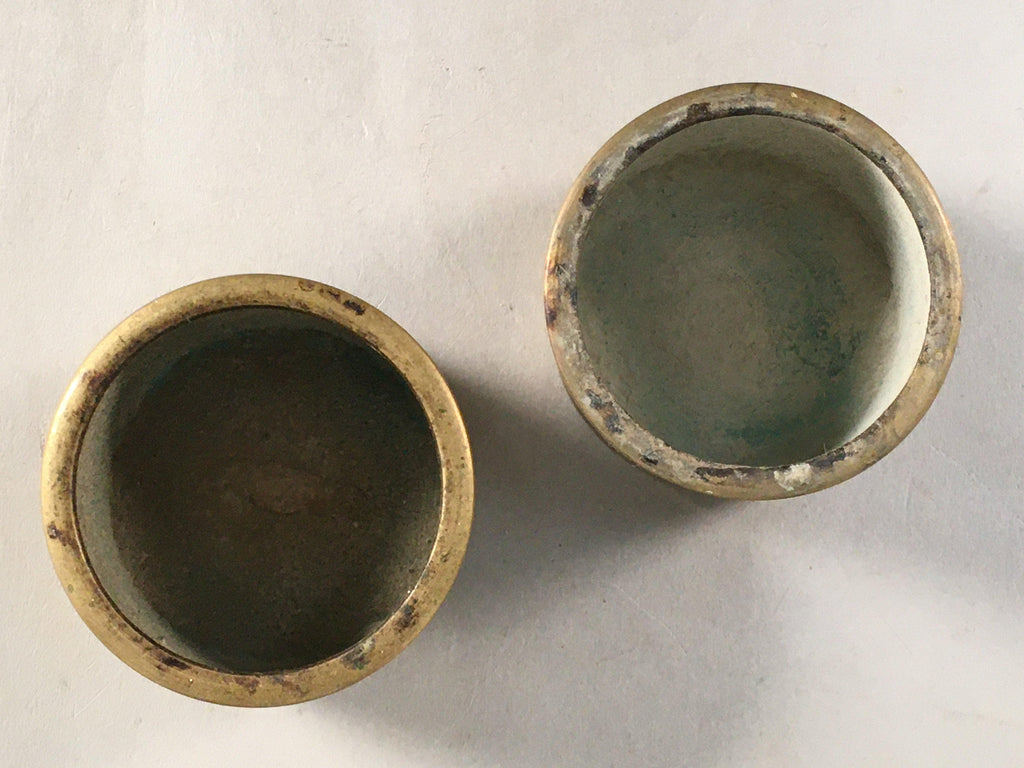 Japanese Buddhist Altar Fitting Brass Incense Burner Pair Vtg Metal Koro BU284
