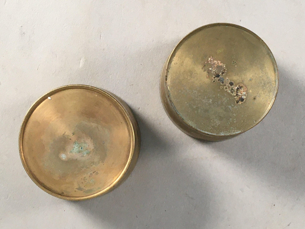 Japanese Buddhist Altar Fitting Brass Incense Burner Pair Vtg Metal Koro BU284