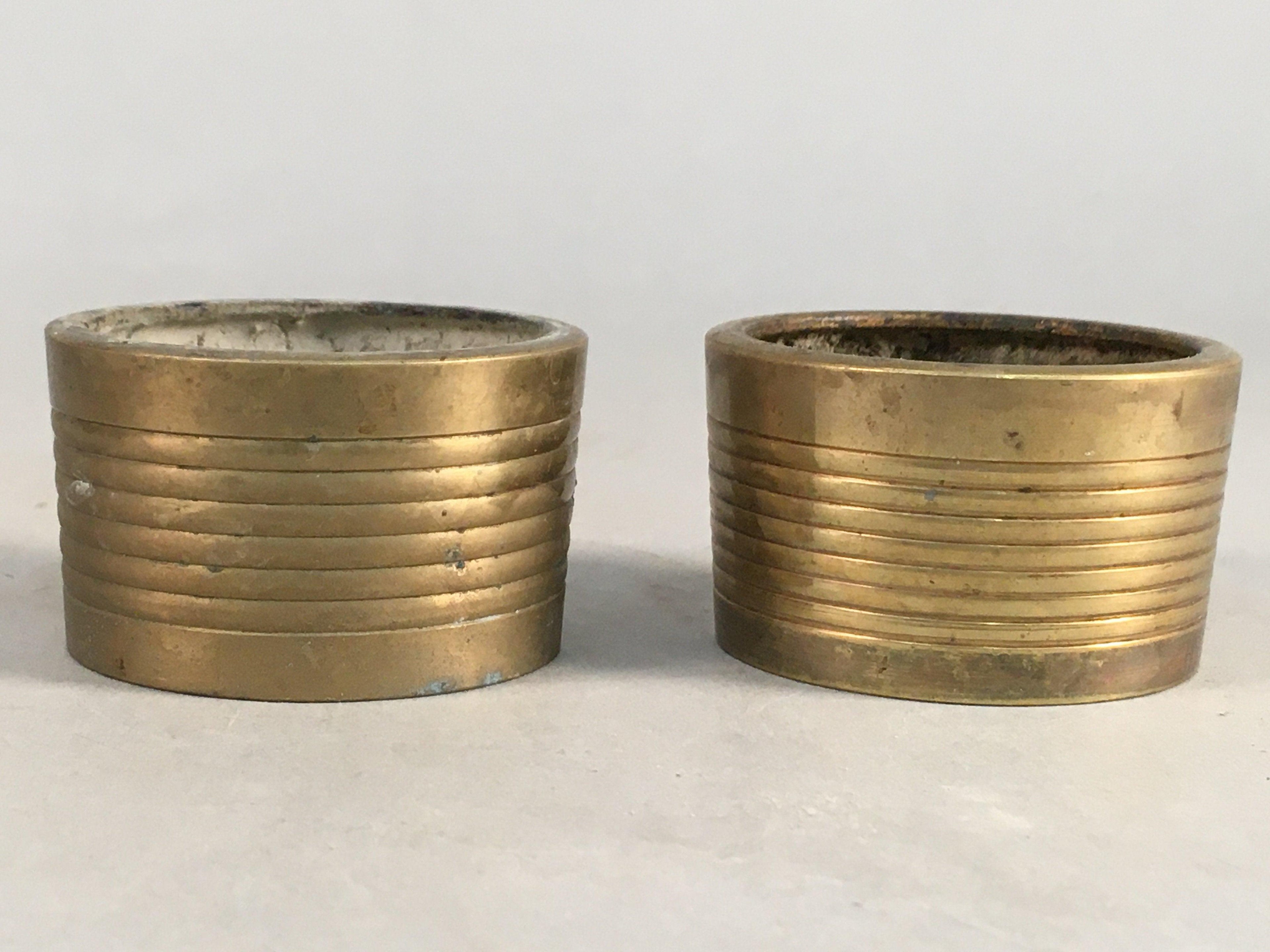 Japanese Buddhist Altar Fitting Brass Incense Burner Pair Vtg Metal Koro BU284