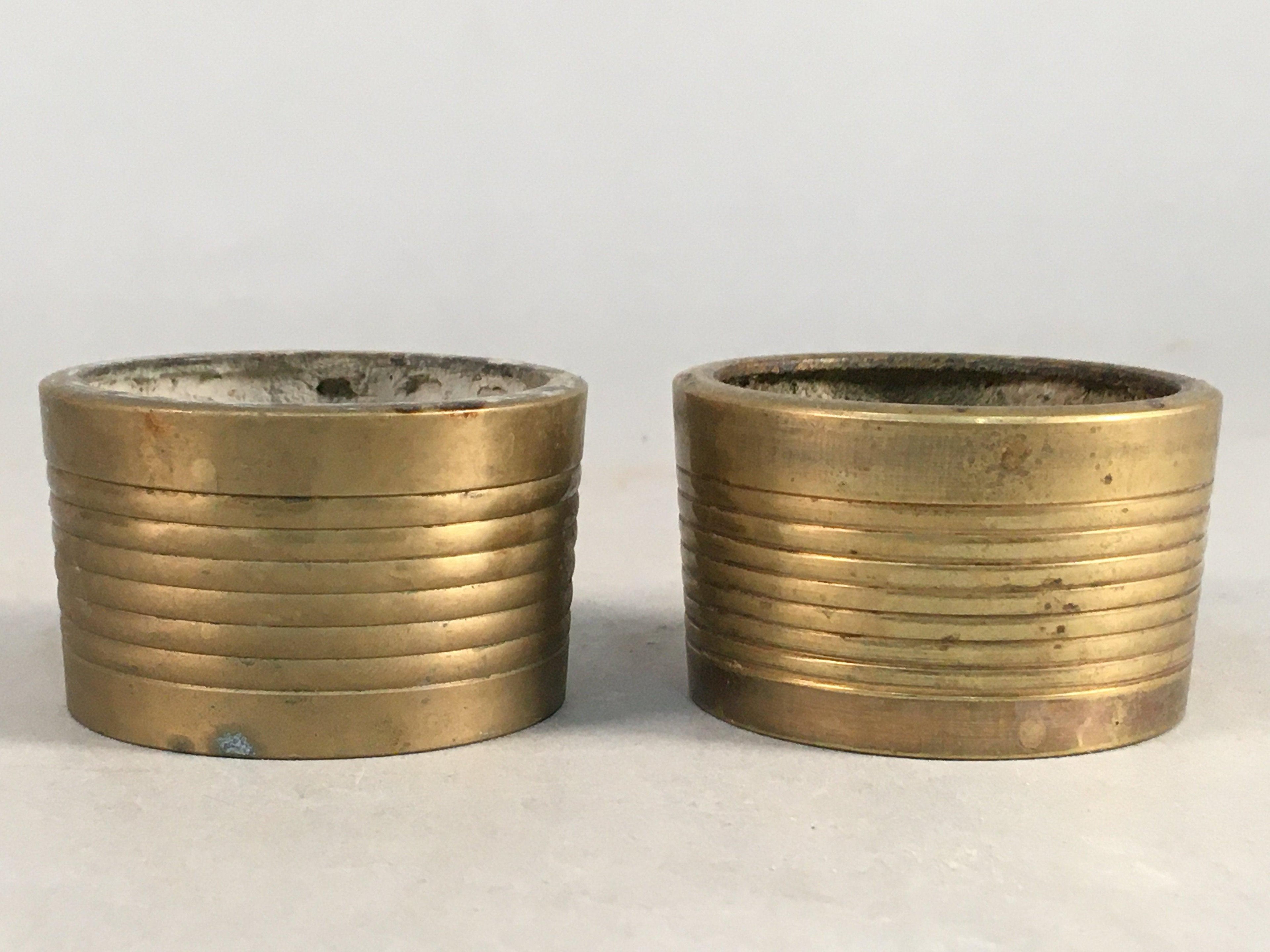Japanese Buddhist Altar Fitting Brass Incense Burner Pair Vtg Metal Koro BU284