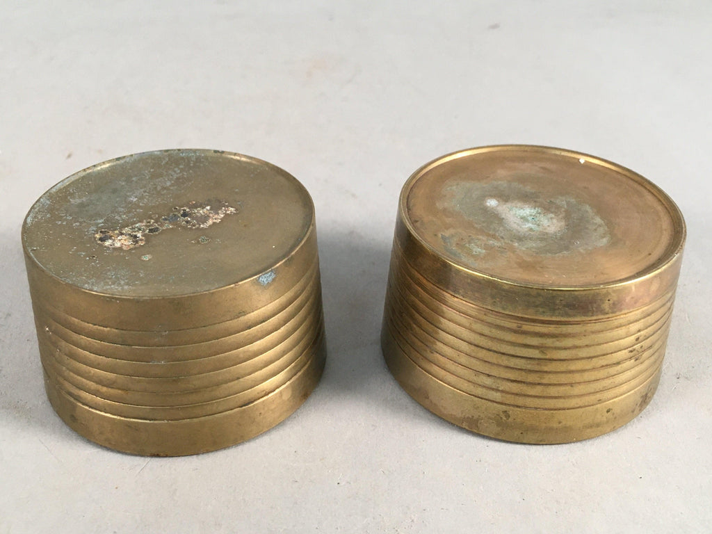Japanese Buddhist Altar Fitting Brass Incense Burner Pair Vtg Metal Koro BU284