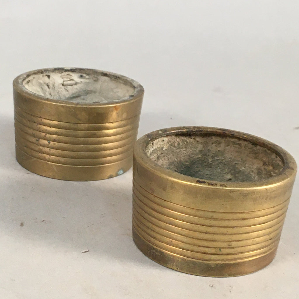 Japanese Buddhist Altar Fitting Brass Incense Burner Pair Vtg Metal Koro BU284