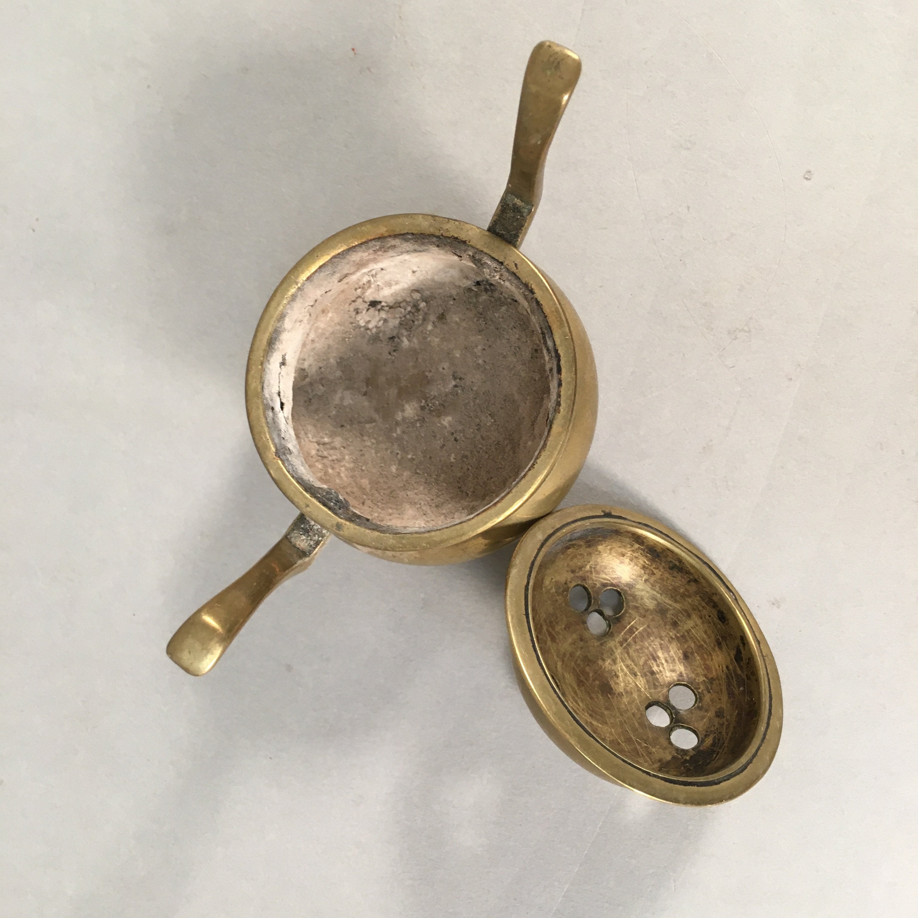 Japanese Buddhist Altar Fitting Brass Incense Burner Vtg Metal Koro BU359