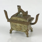 Japanese Buddhist Altar Fitting Brass Incense Burner Vtg Shishi Koro BU806