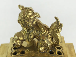 Japanese Buddhist Altar Fitting Brass Incense Burner Vtg Shishi Koro Gold BU830