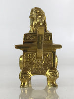 Japanese Buddhist Altar Fitting Brass Incense Burner Vtg Shishi Koro Gold BU830