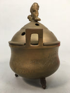 Japanese Buddhist Altar Fitting Brass Incense Burner Vtg Shishi Metal Koro BU209