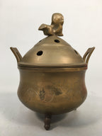 Japanese Buddhist Altar Fitting Brass Incense Burner Vtg Shishi Metal Koro BU209