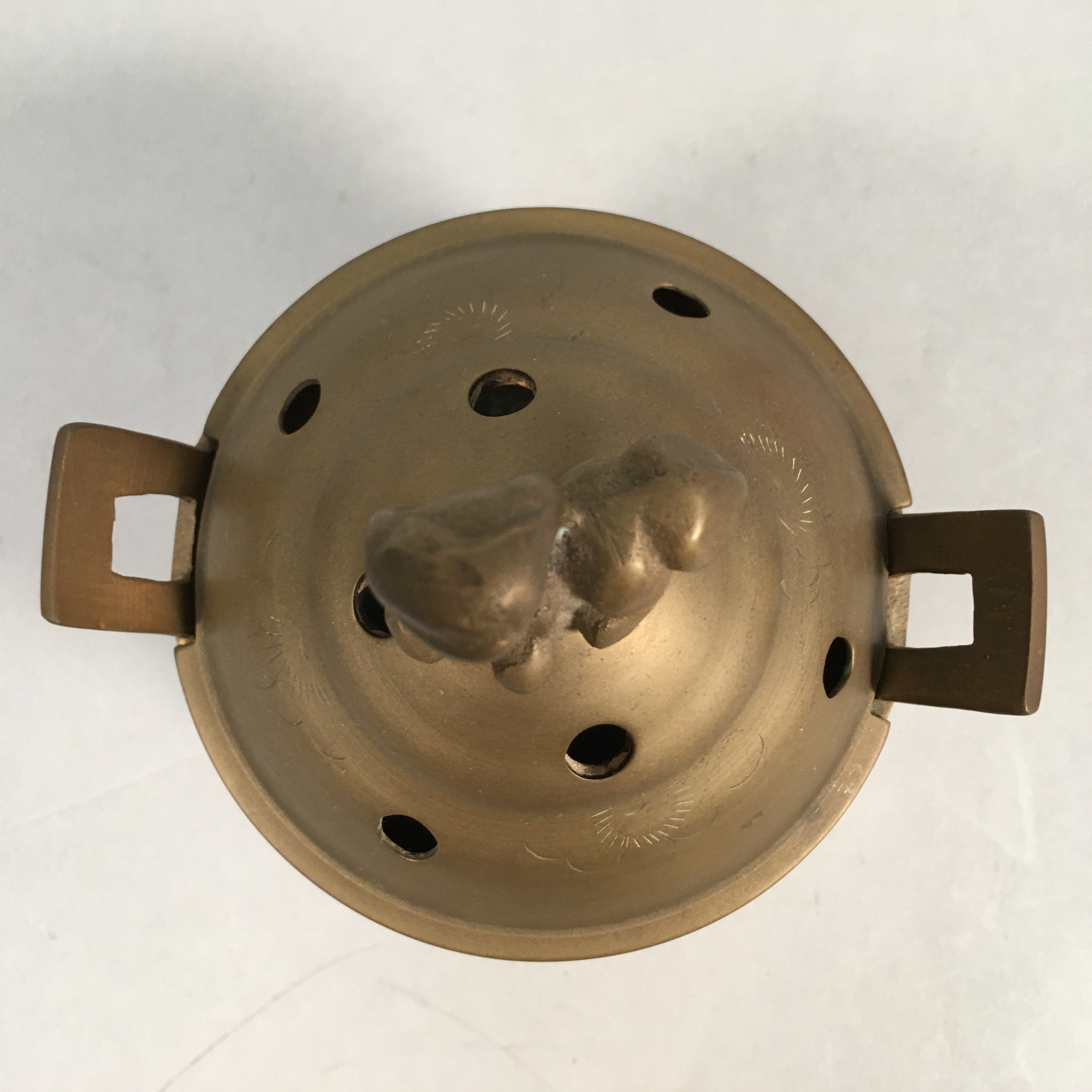 Japanese Buddhist Altar Fitting Brass Incense Burner Vtg Shishi Metal Koro BU209