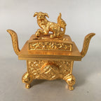 Japanese Buddhist Altar Fitting Brass Incense Burner Vtg Shishi Metal Koro BU360