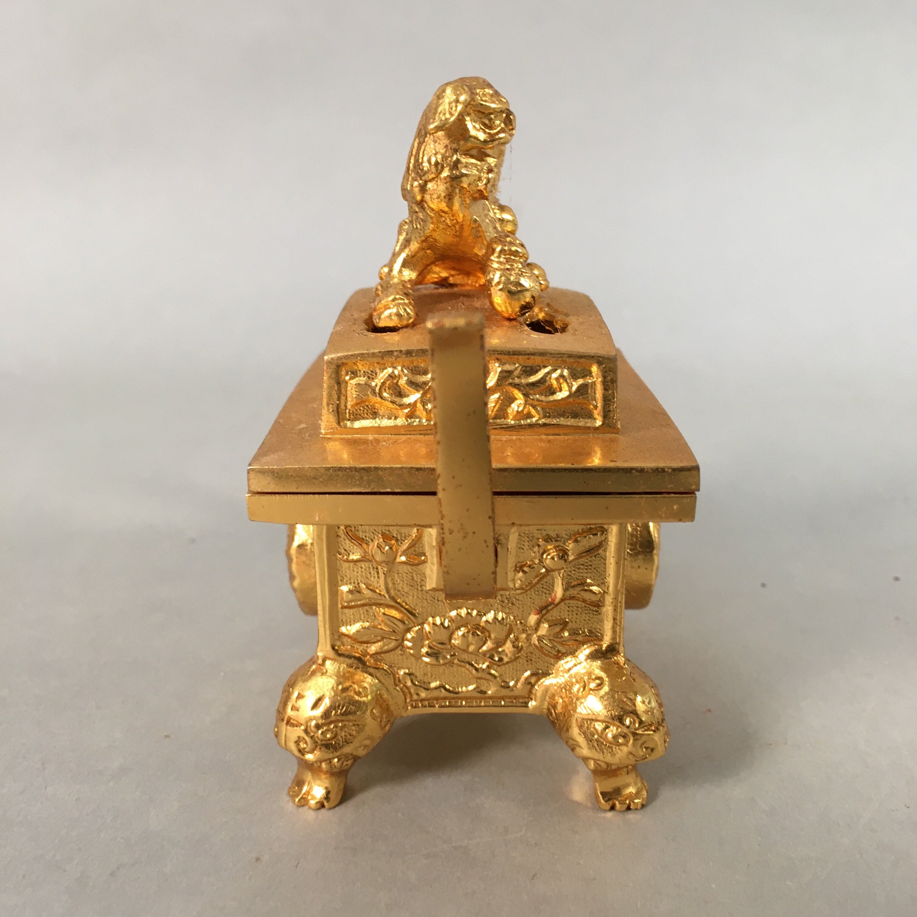 Japanese Buddhist Altar Fitting Brass Incense Burner Vtg Shishi Metal Koro BU360