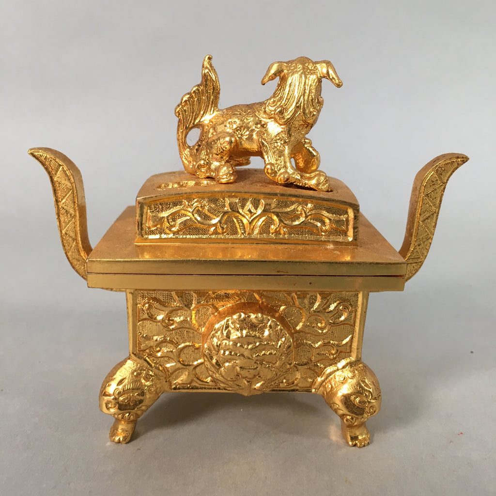 Japanese Buddhist Altar Fitting Brass Incense Burner Vtg Shishi Metal Koro BU360