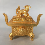 Japanese Buddhist Altar Fitting Brass Incense Burner Vtg Shishi Metal Koro BU360