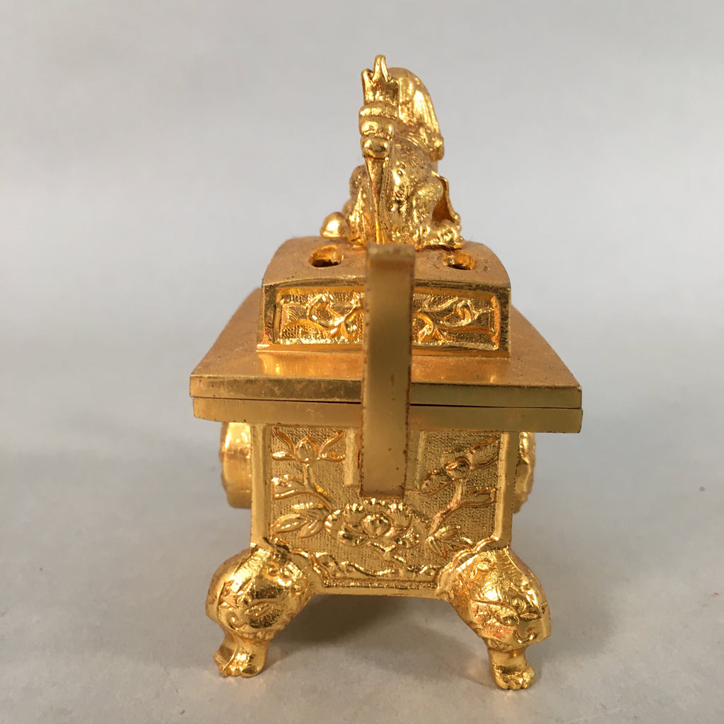 Japanese Buddhist Altar Fitting Brass Incense Burner Vtg Shishi Metal Koro BU360