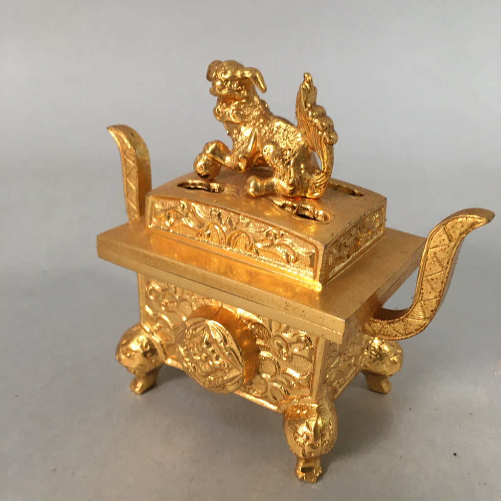 Japanese Buddhist Altar Fitting Brass Incense Burner Vtg Shishi Metal Koro BU360