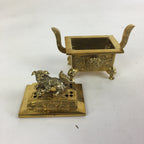 Japanese Buddhist Altar Fitting Brass Incense Burner Vtg Shishi Metal Koro BU506