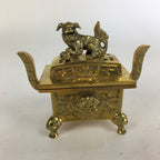 Japanese Buddhist Altar Fitting Brass Incense Burner Vtg Shishi Metal Koro BU506