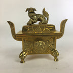 Japanese Buddhist Altar Fitting Brass Incense Burner Vtg Shishi Metal Koro BU506