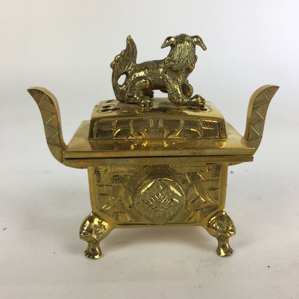 Japanese Buddhist Altar Fitting Brass Incense Burner Vtg Shishi Metal Koro BU506
