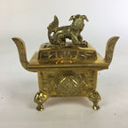 Japanese Buddhist Altar Fitting Brass Incense Burner Vtg Shishi Metal Koro BU506