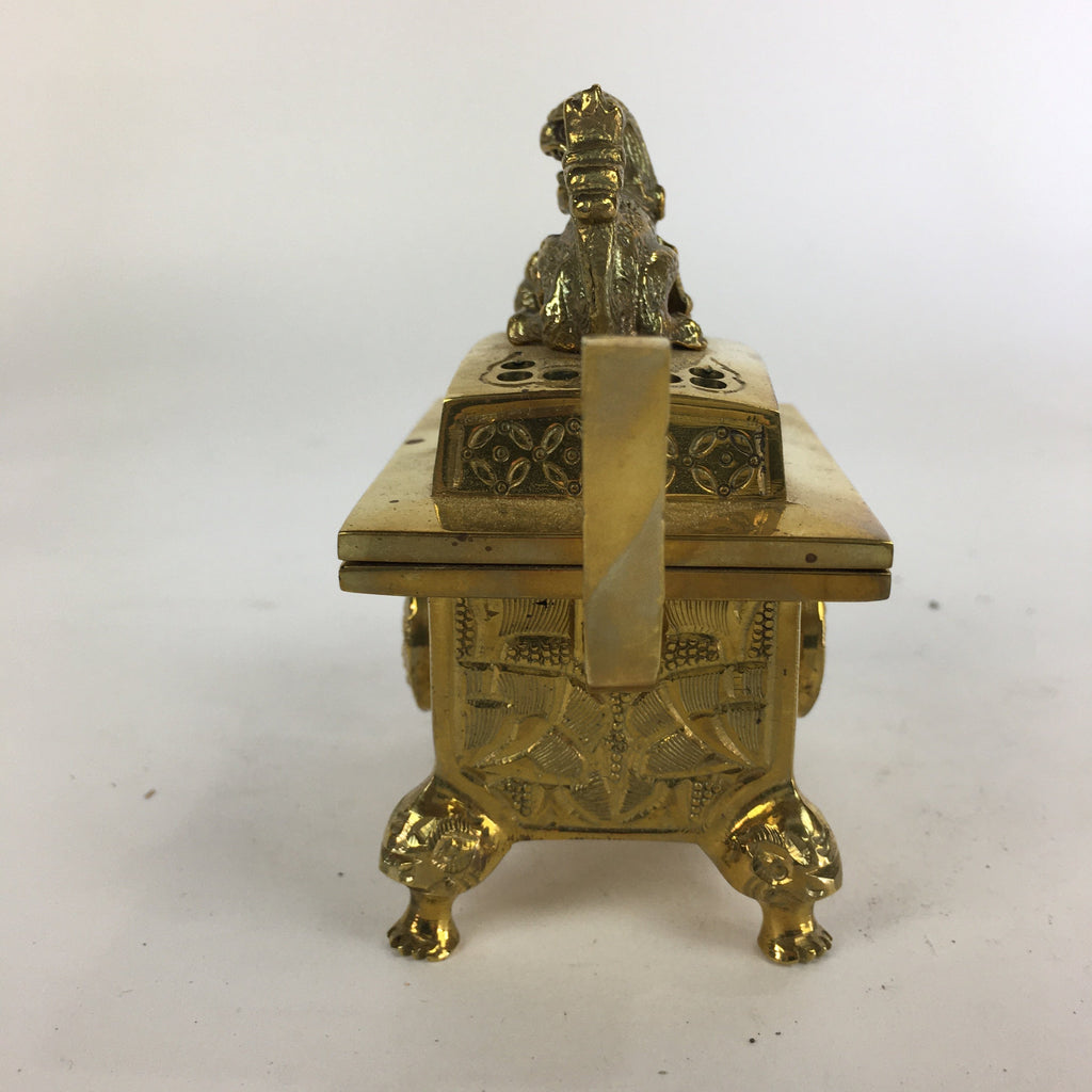 Japanese Buddhist Altar Fitting Brass Incense Burner Vtg Shishi Metal Koro BU506