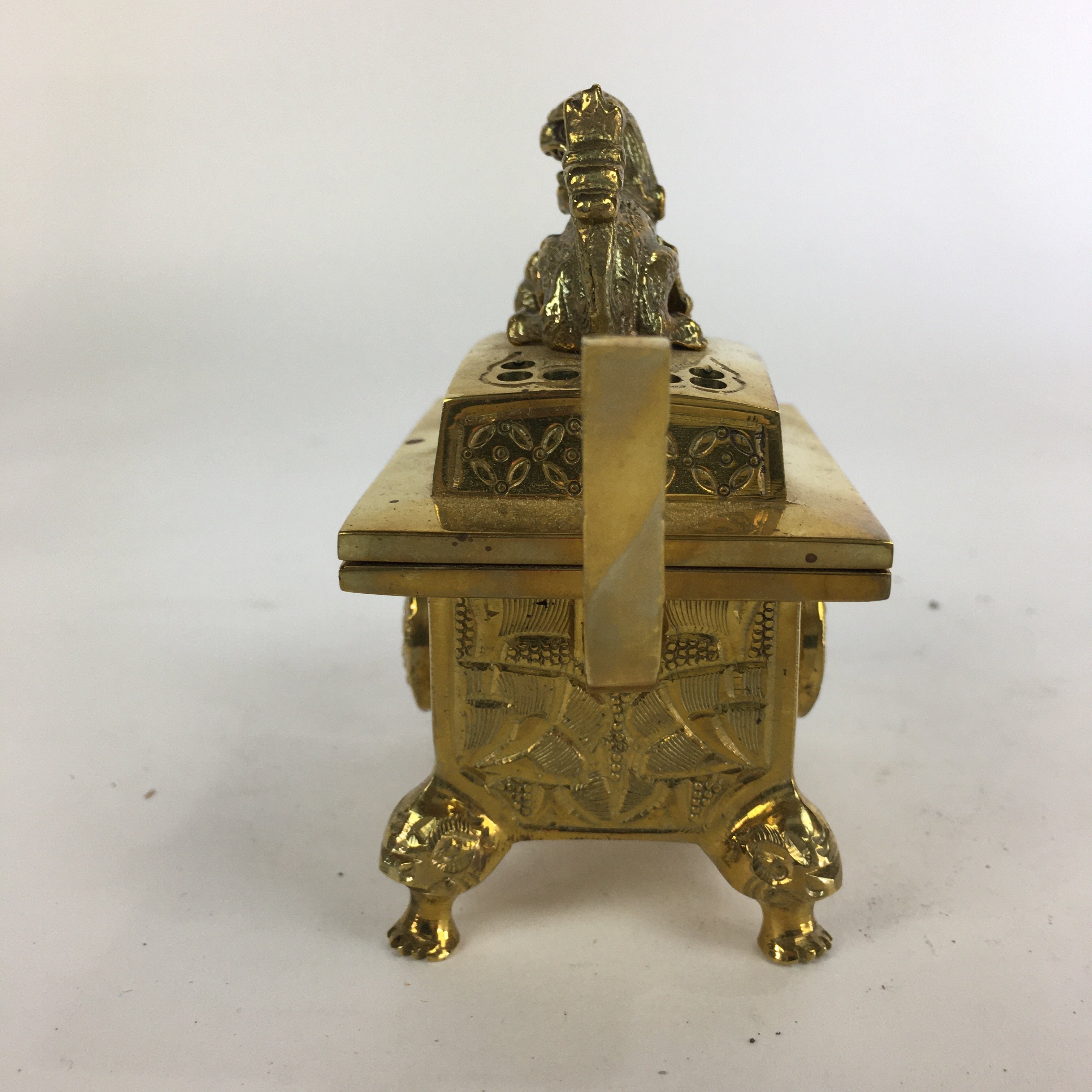 Japanese Buddhist Altar Fitting Brass Incense Burner Vtg Shishi Metal Koro BU506