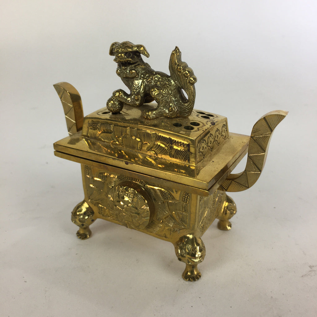 Japanese Buddhist Altar Fitting Brass Incense Burner Vtg Shishi Metal Koro BU506