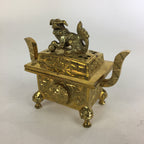 Japanese Buddhist Altar Fitting Brass Incense Burner Vtg Shishi Metal Koro BU506