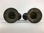 Japanese Buddhist Altar Fitting Bronze Candle Stand 2pc Set Vtg Shokudai BU678