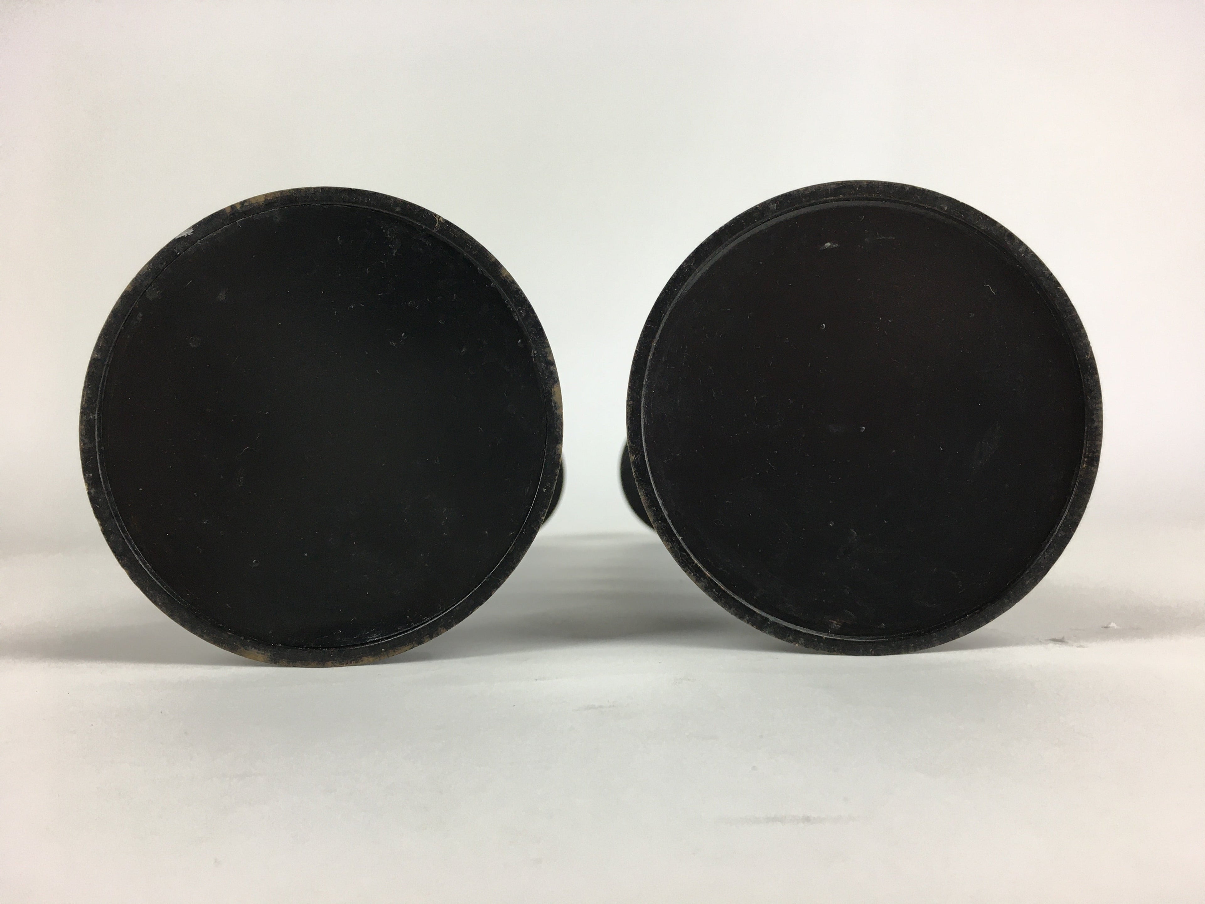 Japanese Buddhist Altar Fitting Bronze Candle Stand 2pc Set Vtg Shokudai BU678