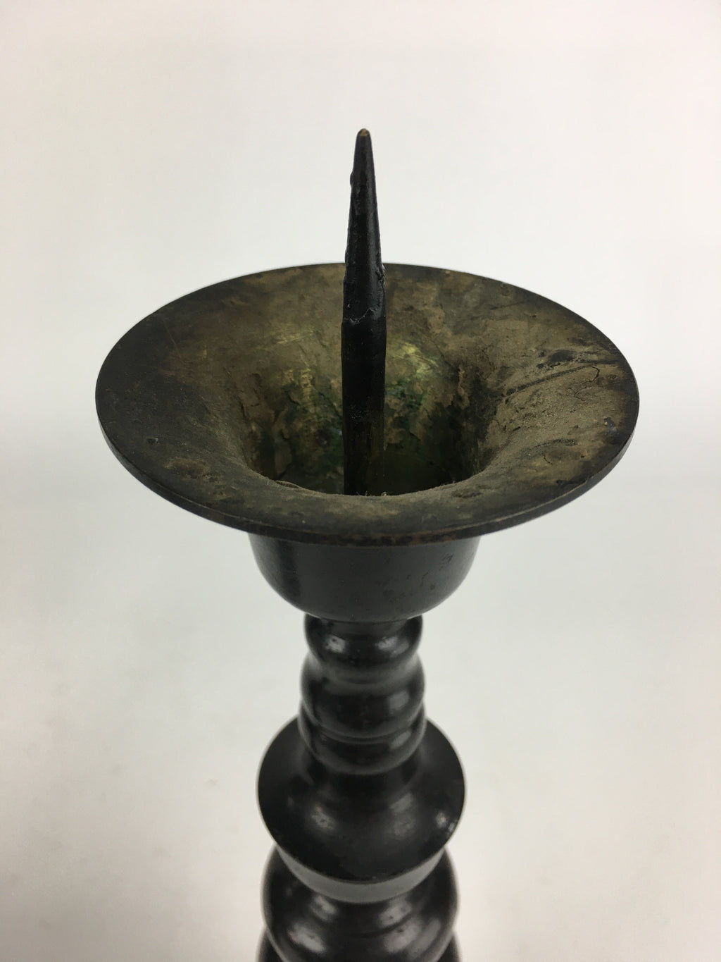 Japanese Buddhist Altar Fitting Bronze Candle Stand 2pc Set Vtg Shokudai BU678