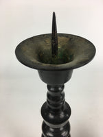 Japanese Buddhist Altar Fitting Bronze Candle Stand 2pc Set Vtg Shokudai BU678