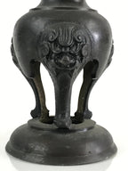 Japanese Buddhist Altar Fitting Bronze Candle Stand 2pc Set Vtg Shokudai BU744