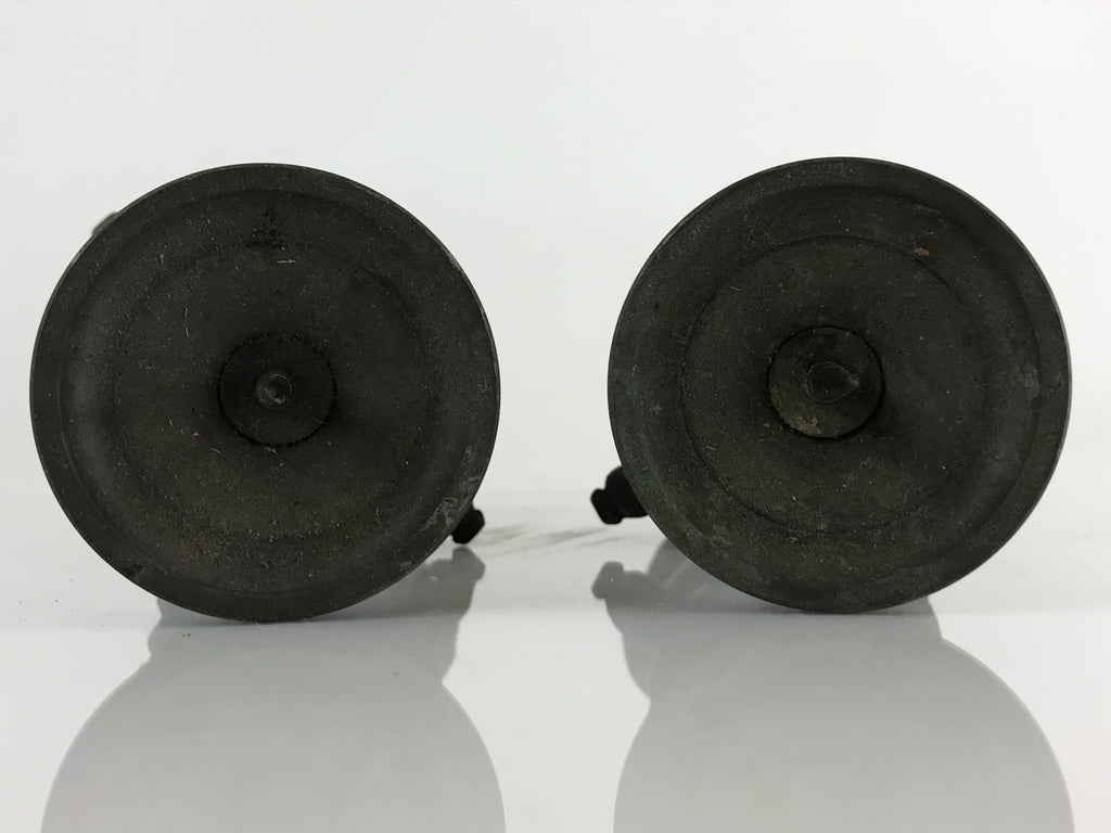 Japanese Buddhist Altar Fitting Bronze Candle Stand 2pc Set Vtg Shokudai BU744